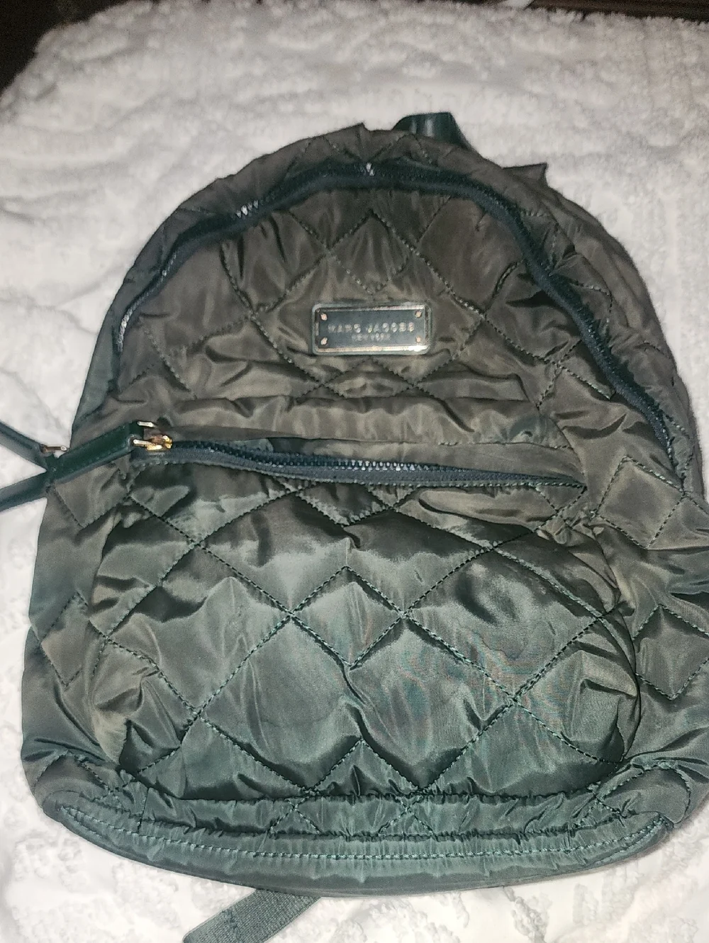 Olive Green Marc Jacobs Quilted Nylon Full Size Backpack